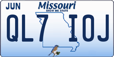MO license plate QL7I0J