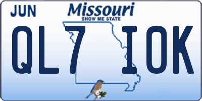 MO license plate QL7I0K