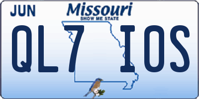 MO license plate QL7I0S