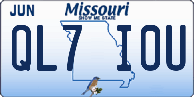 MO license plate QL7I0U