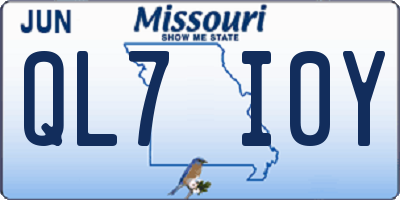 MO license plate QL7I0Y