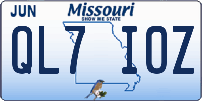 MO license plate QL7I0Z