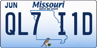 MO license plate QL7I1D