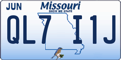 MO license plate QL7I1J