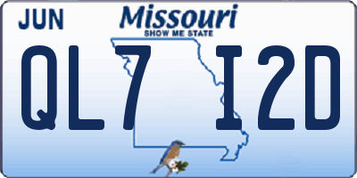 MO license plate QL7I2D
