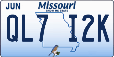 MO license plate QL7I2K