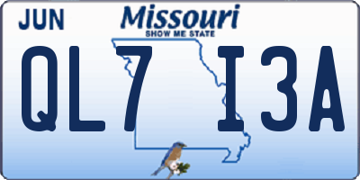 MO license plate QL7I3A