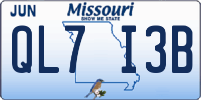 MO license plate QL7I3B