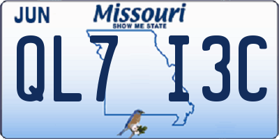 MO license plate QL7I3C