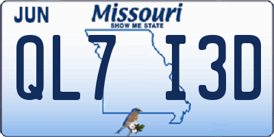 MO license plate QL7I3D