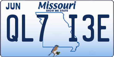 MO license plate QL7I3E