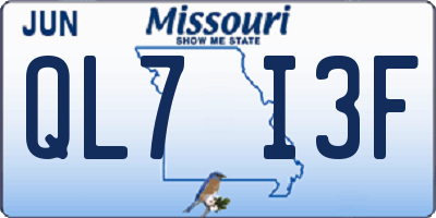 MO license plate QL7I3F