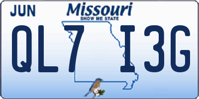 MO license plate QL7I3G