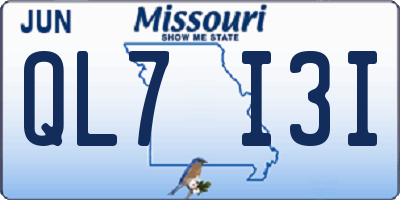 MO license plate QL7I3I