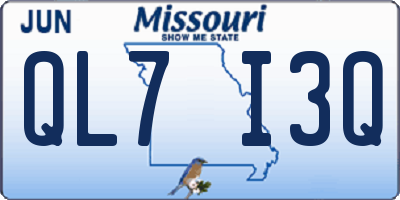 MO license plate QL7I3Q