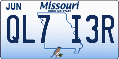 MO license plate QL7I3R