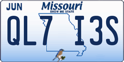 MO license plate QL7I3S