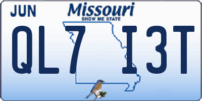 MO license plate QL7I3T