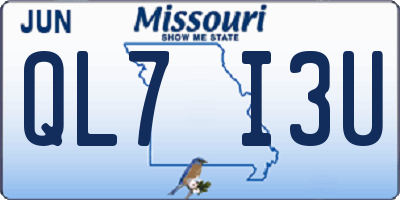 MO license plate QL7I3U