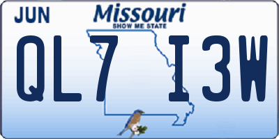 MO license plate QL7I3W