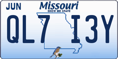 MO license plate QL7I3Y