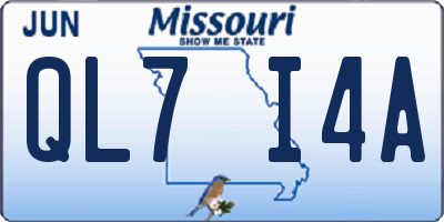 MO license plate QL7I4A