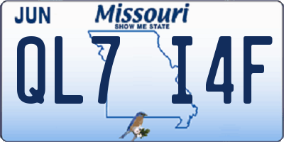 MO license plate QL7I4F