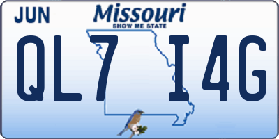 MO license plate QL7I4G