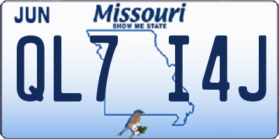 MO license plate QL7I4J
