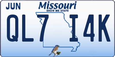 MO license plate QL7I4K