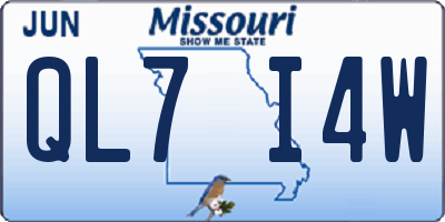 MO license plate QL7I4W