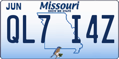 MO license plate QL7I4Z