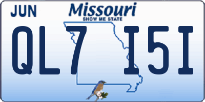 MO license plate QL7I5I