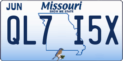 MO license plate QL7I5X