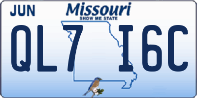 MO license plate QL7I6C