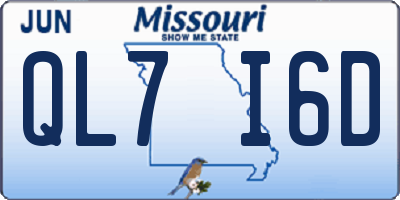 MO license plate QL7I6D