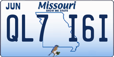 MO license plate QL7I6I