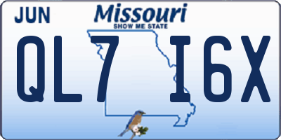 MO license plate QL7I6X