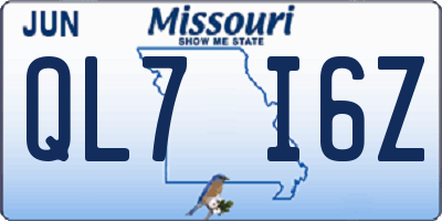MO license plate QL7I6Z