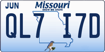 MO license plate QL7I7D
