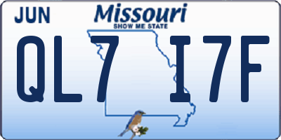 MO license plate QL7I7F