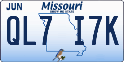 MO license plate QL7I7K