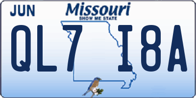 MO license plate QL7I8A