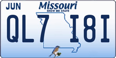 MO license plate QL7I8I