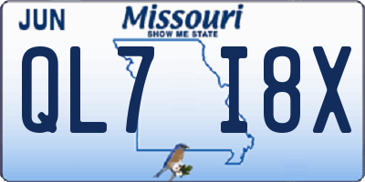 MO license plate QL7I8X