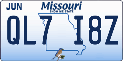 MO license plate QL7I8Z