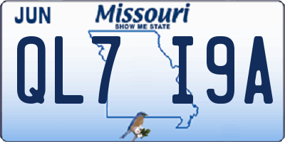 MO license plate QL7I9A