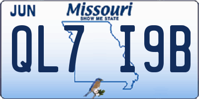 MO license plate QL7I9B