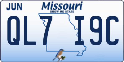 MO license plate QL7I9C