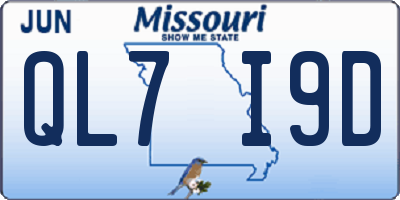 MO license plate QL7I9D